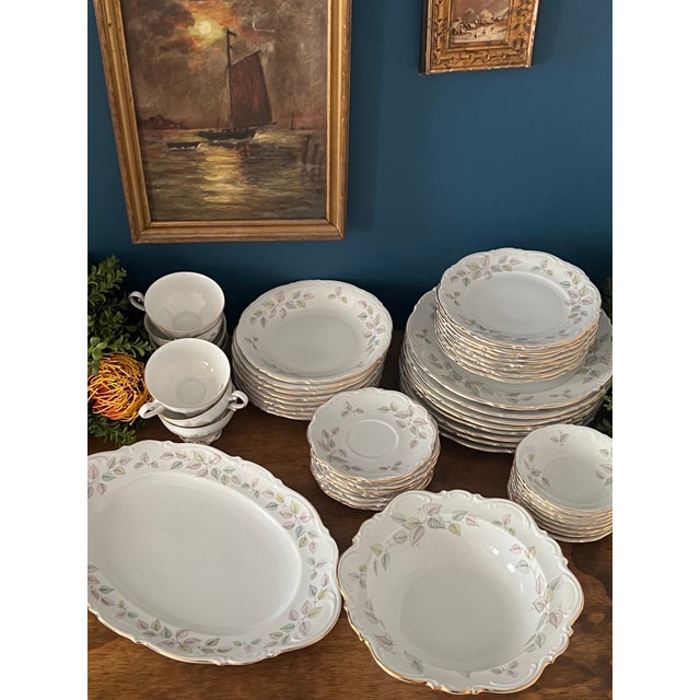 Mid-Century Modern 1950s Mid Century Modern Mitterteich Bavaria “Falling Leaves” Porcelain Dinner Service - 49 Pieces For Sale - Image 3 of 18
