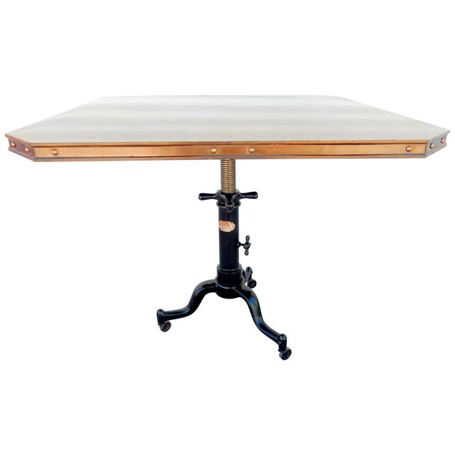 Black 1920s Industrial Machine Age Adjustable Base Dining Cafe Table For Sale - Image 8 of 8