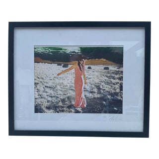 1970s Photograph “Lady in Pink Dress and Brown Suede Hat”, Signed and Framed For Sale