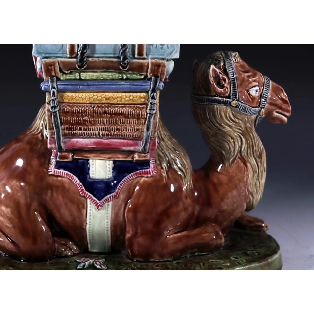 French St. Amand Majolica Camel-Form Lidded Box For Sale - Image 10 of 12