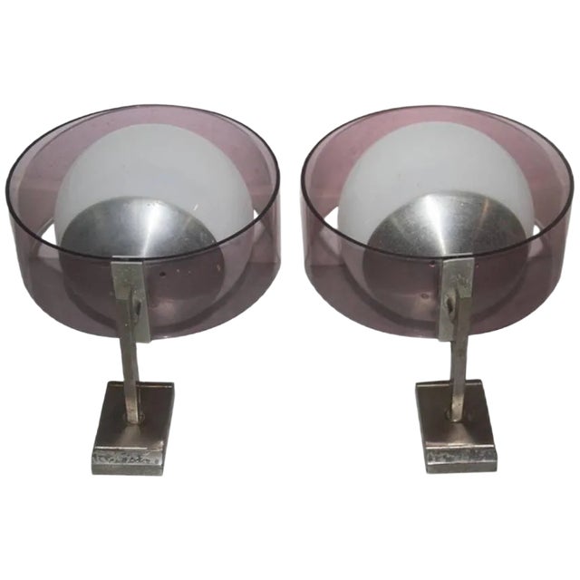 Vintage Acrylic Glass & Aluminium Wall Lights from Stilux Milano, 1960s, Set of 2 For Sale