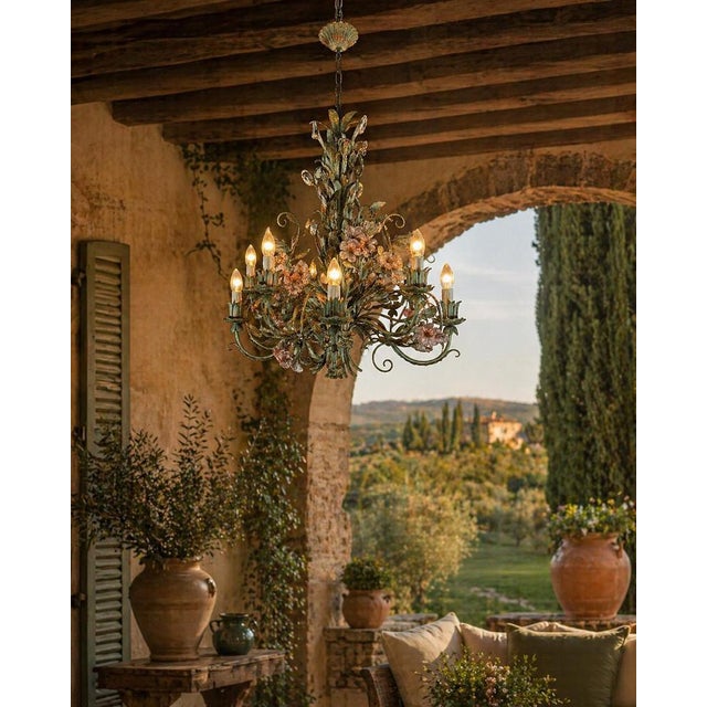 Murano Glass Flowers Chandelier, 1990 For Sale - Image 4 of 15