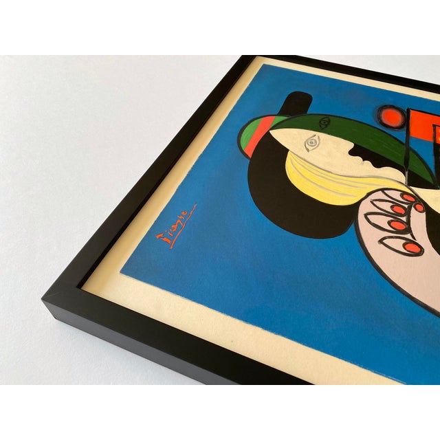 1960s Pablo Picasso Vintage 1967 Mid Century Modern Mourlot Fine Art Lithograph Print Framed Cubist Exhibition Poster " Femme a La Montre " 1932 For Sale - Image 5 of 17