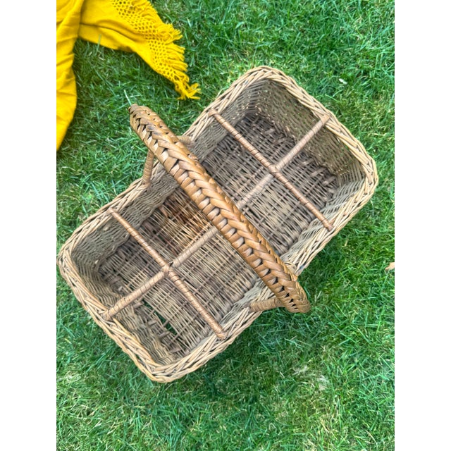 Vintage French Willow Wine Bottle Carrier Basket For Sale - Image 12 of 12