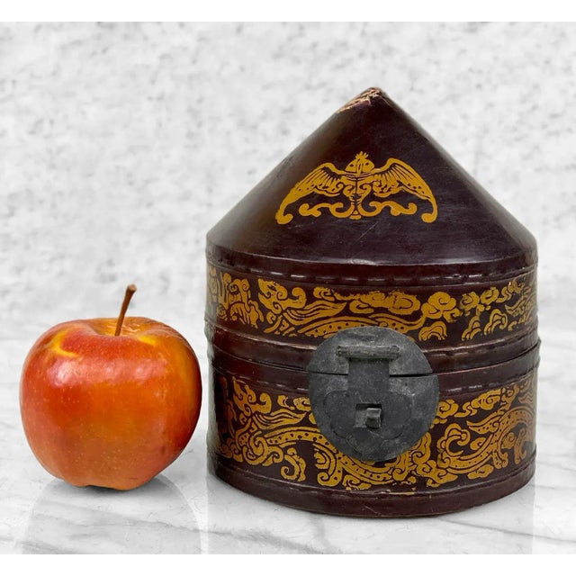 Vintage Chinese Lacquered Triangular Dragon Motif Tea Box, c. Mid 20th Century - Pairs Nicely with Many Interior Styles -...