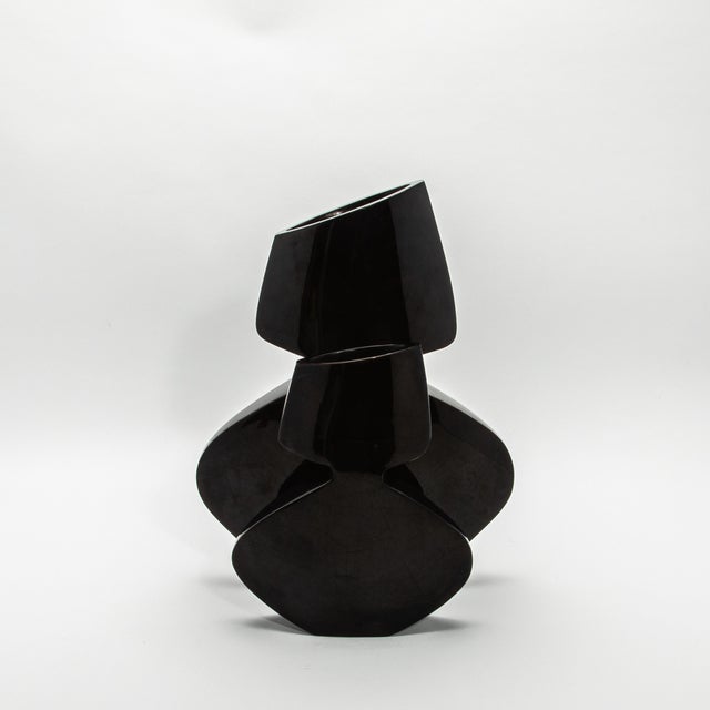 Shell Modern Sculptural Vase in Black Shell by R&y Augousti For Sale - Image 7 of 11