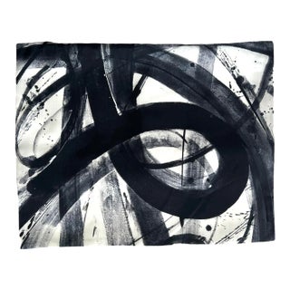 Contemporary Abstract Black Shades of Grey Painted Pillow Cover For Sale