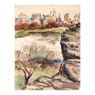 1950s "Bronx Park P5.1" Watercolor Painting by Eve Nethercott For Sale