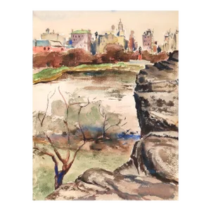 1950s "Bronx Park P5.1" Watercolor Painting by Eve Nethercott
