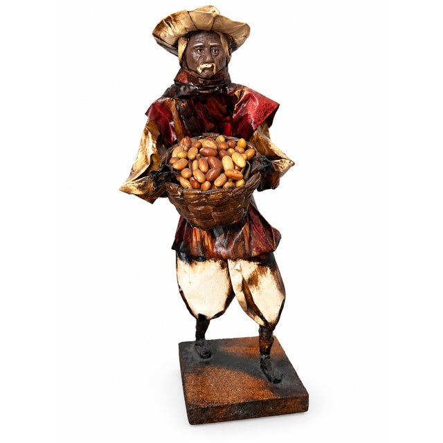 Late 20th Century Late 20th Century Mexican Folk Art Papier-Mâché Market Figures With Basket and Jug — Pair For Sale - Image 5 of 7