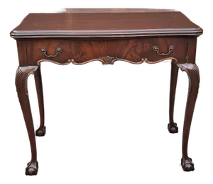 Extensole Chippendale Style Mahogany Fold Top Console and Game Table, Circa 1940s