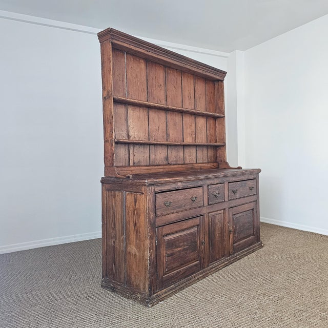 Antique Pine Cupboard & Open Plate Rack For Sale - Image 4 of 17