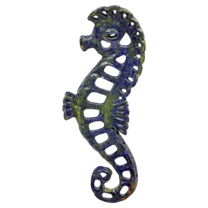 Vintage Blue Glazed Seahorse Wall Sculpture, 1970s