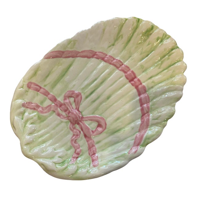 Vintage Hand-Painted Ribbon Platter For Sale