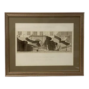 1920s French Gravure Print "Palais De Fontainbleu"