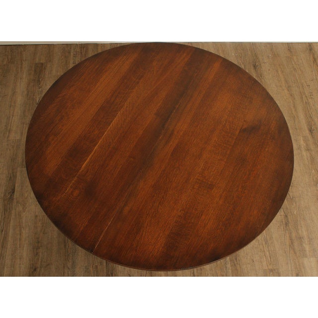Stickley Mission Collection Oak Round Pedestal Dining Table For Sale - Image 11 of 18
