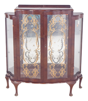 Portuguese Showcase Cabinet with Gold-Plated Glass