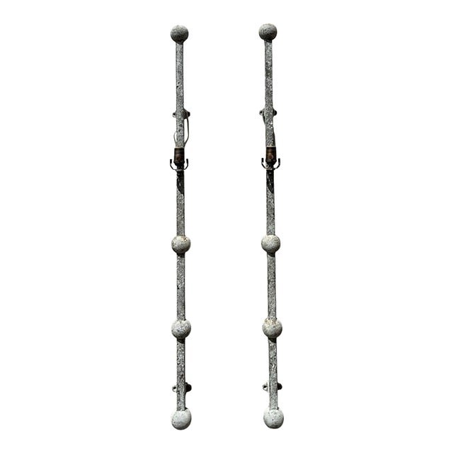 Vintage Metal Ball Finial Wall Sconces - A Pair For Sale