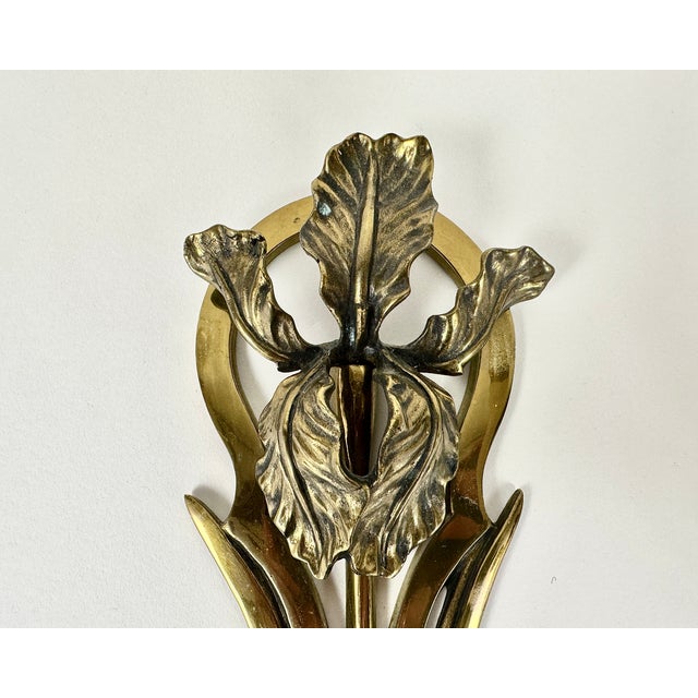 Gold Antique Art Nouveau Bronze Wall Sconces, France, 1900s, Set of 2 For Sale - Image 8 of 9