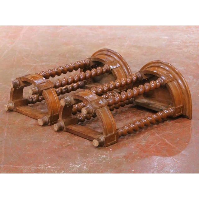 Pair of 19th Century French Louis XIII Demi-Lune Oak Console Tables For Sale - Image 10 of 10