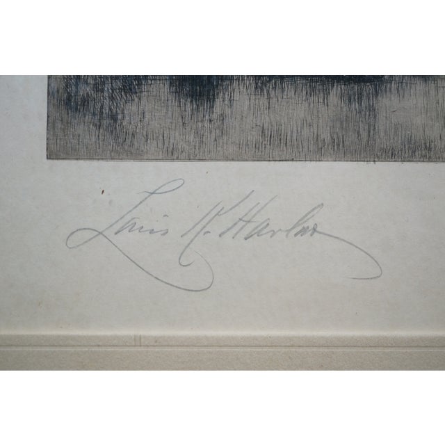Antique Louis Harlow John Millspaugh Shrewsbury River New Jersey Etching 30" For Sale - Image 6 of 11