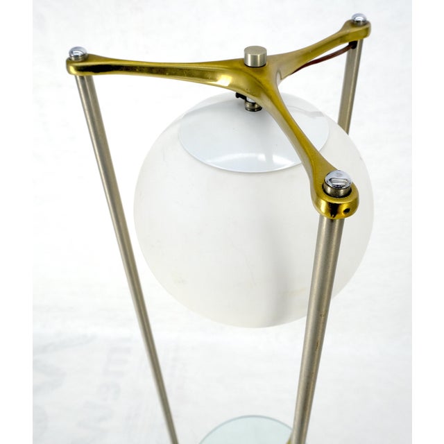 Round 2 Tier Glass Top End Side Table w/ integrated Floor Lamp Mid Century MINT For Sale - Image 6 of 15