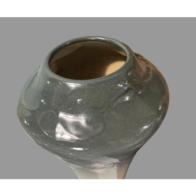 Vintage Weller Etna Hand Painted Grape & Vine Decorated 14.5" Art Pottery Vase For Sale - Image 9 of 10