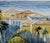 Late 20th Century Ray Simonini Mediterranean Village Oil Painting, Heavy Impasto, Blue & Gold For Sale - Image 4 of 18