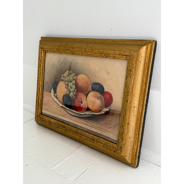 Victorian Victorian Fruit Bowl Still Life Watercolor signed and dated “Johnston, 1900” For Sale - Image 3 of 6