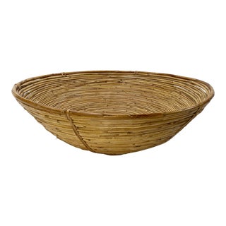 Vintage Oversize Coiled Pencil Reed Serving Bowl For Sale