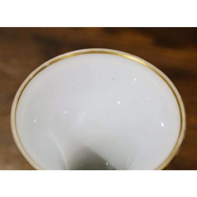 Wood 19th Century French Painted and Gilt "Porcelaine De Paris" Vase With Swan Motif For Sale - Image 7 of 10