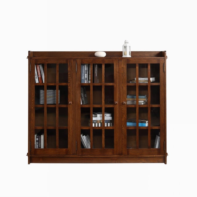 Mission Oak 3 Door Display Bookcase For Sale - Image 18 of 18