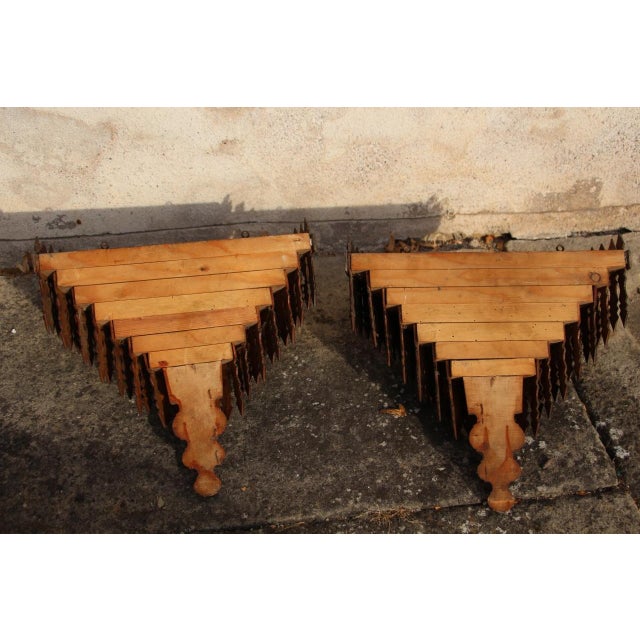 Brown Tramp Art Wall Brackets, Set of 2 For Sale - Image 8 of 9