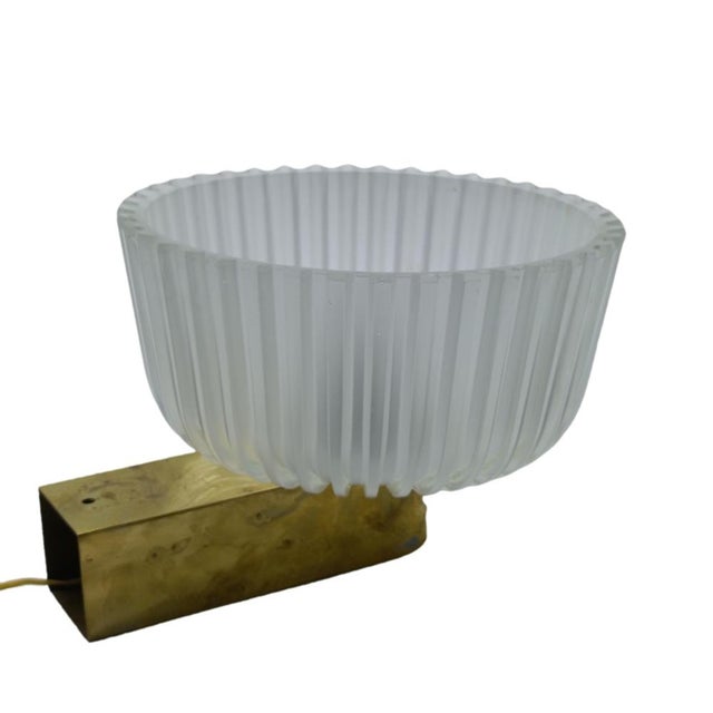 Mid-Century Modern Brass and Glass Wall Lamps by Archimede Seguso for Seguso, Italy, 1940s, Set of 2 For Sale - Image 3 of 11