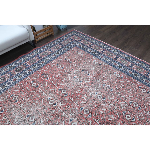 1970s Vintage Persian Handmade Wool Cotton Light Red Area Rug For Sale - Image 11 of 11