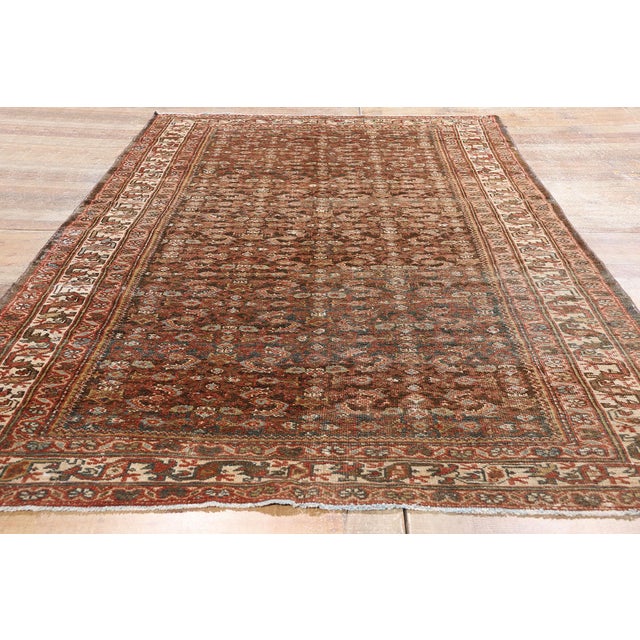 Brown Antique Persian Mahal Gallery Rug - 05'03 X 09'11 For Sale - Image 8 of 9