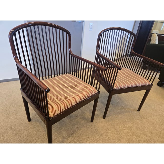 2010s Stendig Davis Allen Andover Chairs With Maroon Striped Upholstery - A Pair For Sale - Image 5 of 8
