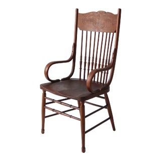 Antique Pressed Back Arm Chair For Sale