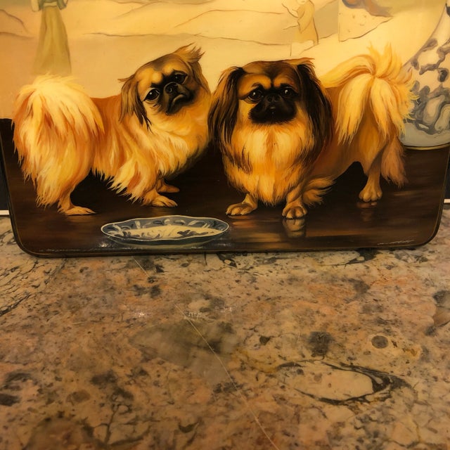 Early 20th Century Early 20th Century Dogs - Hand Painted Lacquer Box For Sale - Image 5 of 7