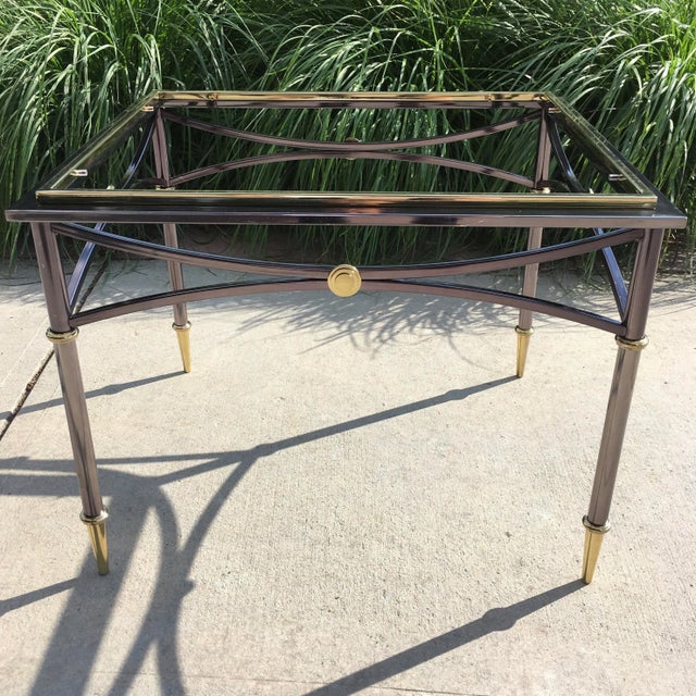 Mid 20th Century Jansen Style Gun Metal End Table With Brass Mounts From Design Institute of America For Sale - Image 12 of 13