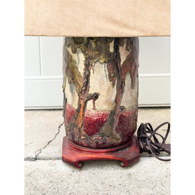 Vintage Handmade Louisiana Cypress Swamp Scene Pottery Table Lamp For Sale - Image 9 of 11
