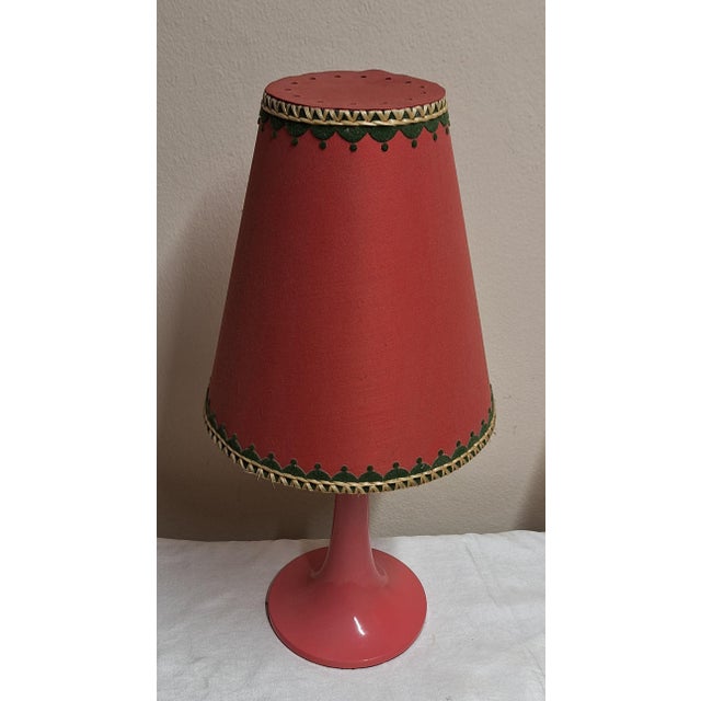 Vintage Table Lamp with Pink Plastic Base and Fabric Shade, 1970s For Sale - Image 4 of 8
