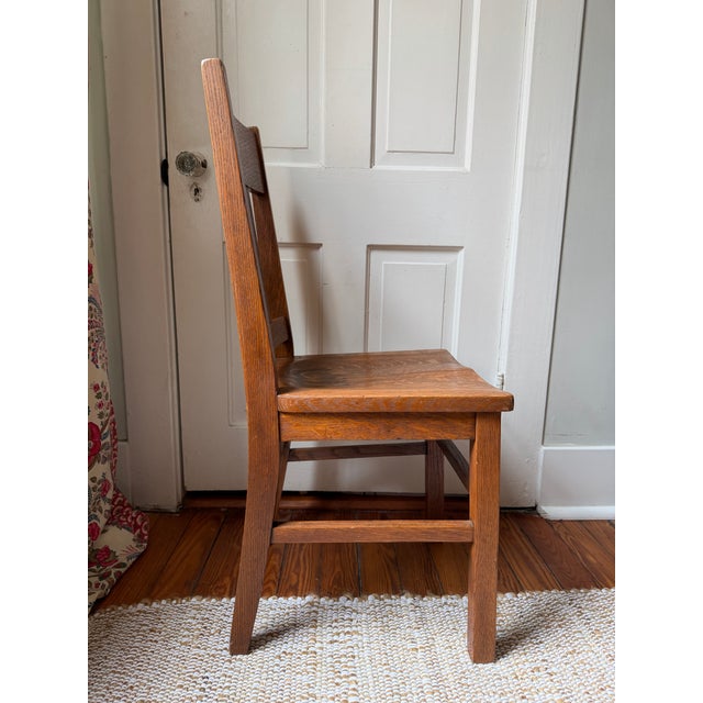 Wood Antique Oak Mission Chair For Sale - Image 7 of 12