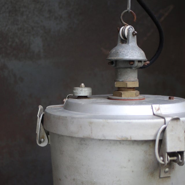 Large French Industrial Green Enamel Pendant Light For Sale - Image 4 of 6