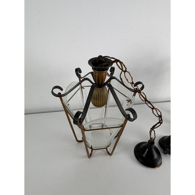 Pendant Lamps in Brass and Murano Glass, 1950s, Set of 2 For Sale - Image 9 of 13