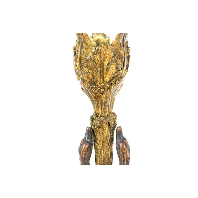 19th C. William IV Gilt & Bronze Swan Candlesticks After William Bateman II For Sale - Image 4 of 6