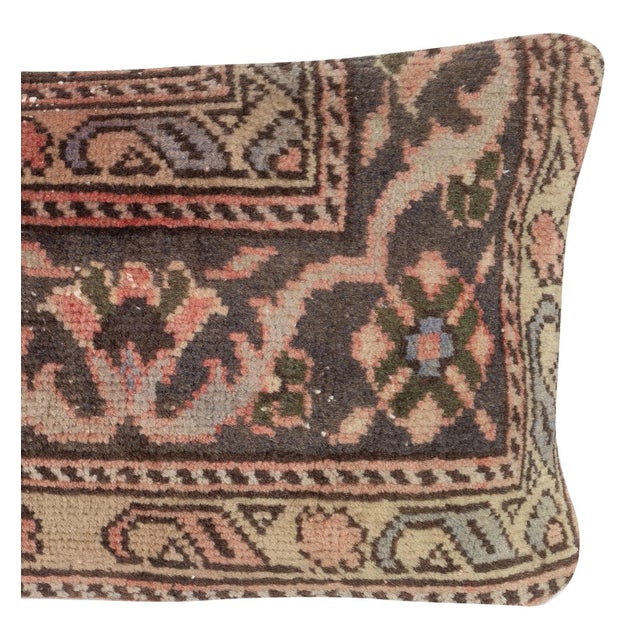 Traditional 12"x24" Vintage Handmade Wool Rug Cushion Cover. Rug Pillow. Lumbar Pillow Cover For Sale - Image 3 of 4