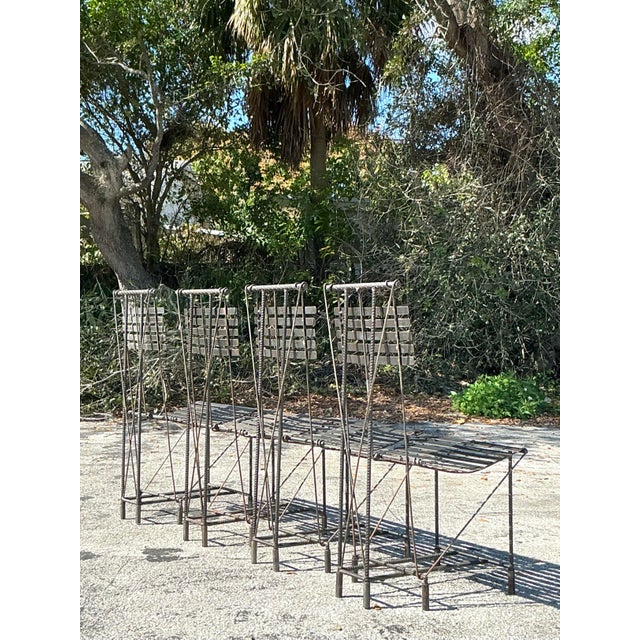 Metal Vintage Boho Rebar Dining Chairs After Ilana Goor- Set of 4 For Sale - Image 7 of 11