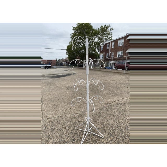 Early 21st Century White Wrought Iron 16 Hook Garden Ornament Plant Stand Holder For Sale - Image 9 of 9