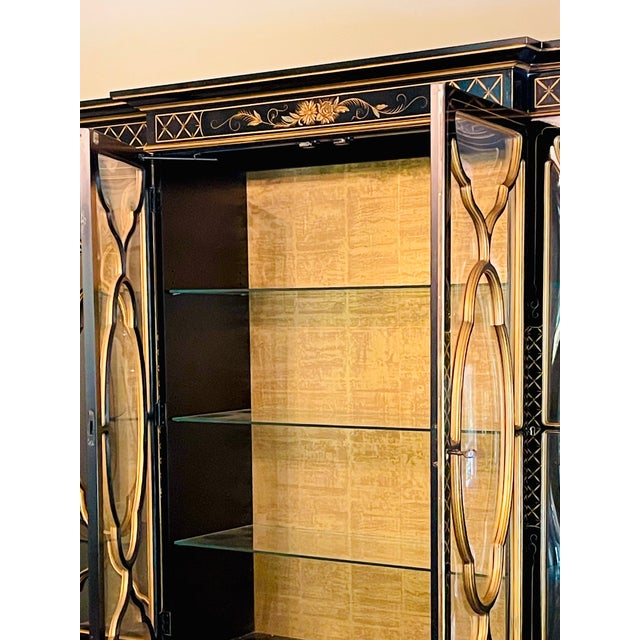 Vintage Karges Chinoiserie Style Bubble Glass Secretary Breakfront For Sale In New York - Image 6 of 17